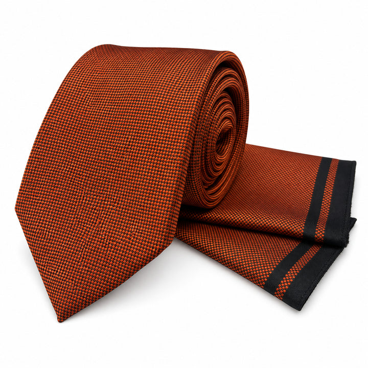 Rust Orange Tie and Pocket Square