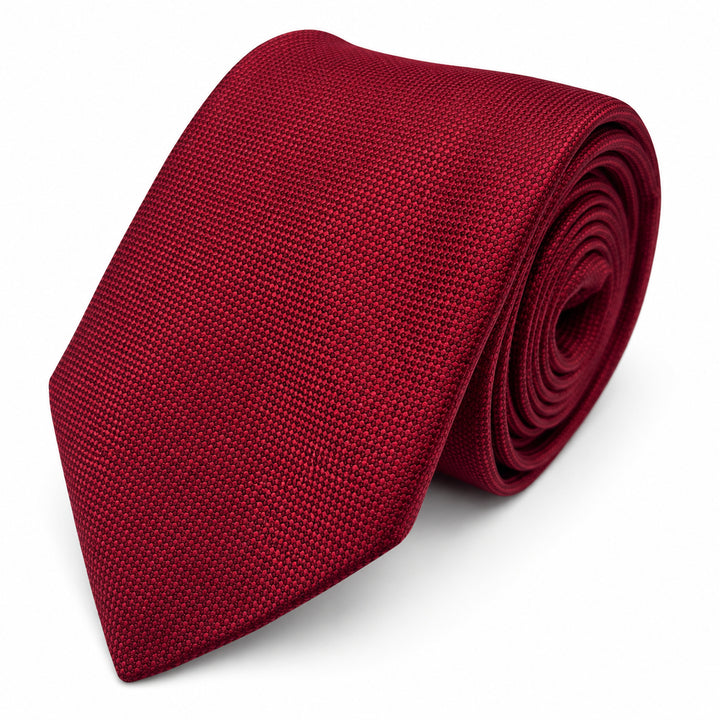 Burgundy Textured Tie and Pocket Square