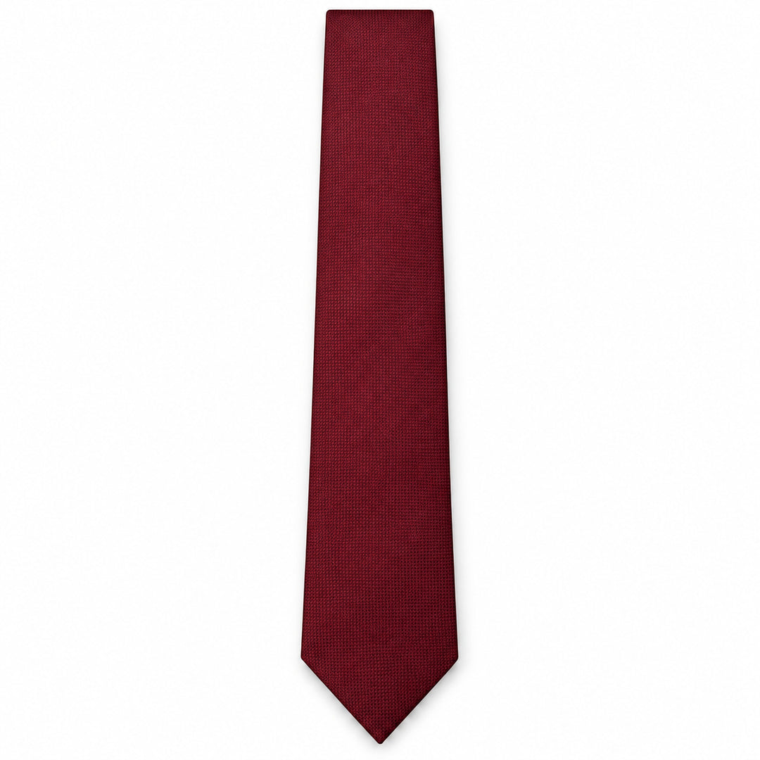 Burgundy Textured Tie and Pocket Square
