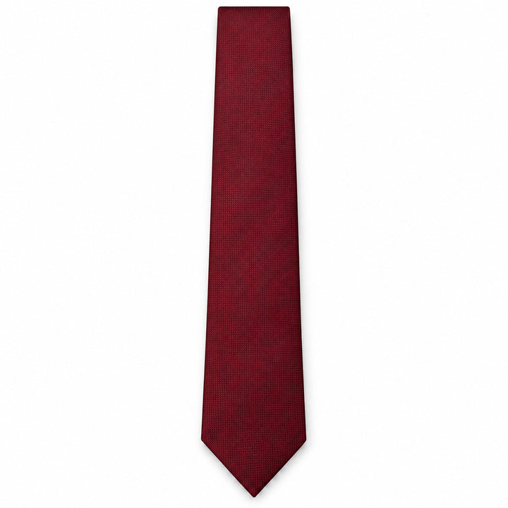 Burgundy Textured Tie and Pocket Square