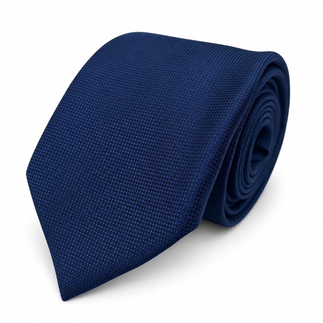 Navy Textured Tie and Pocket Square