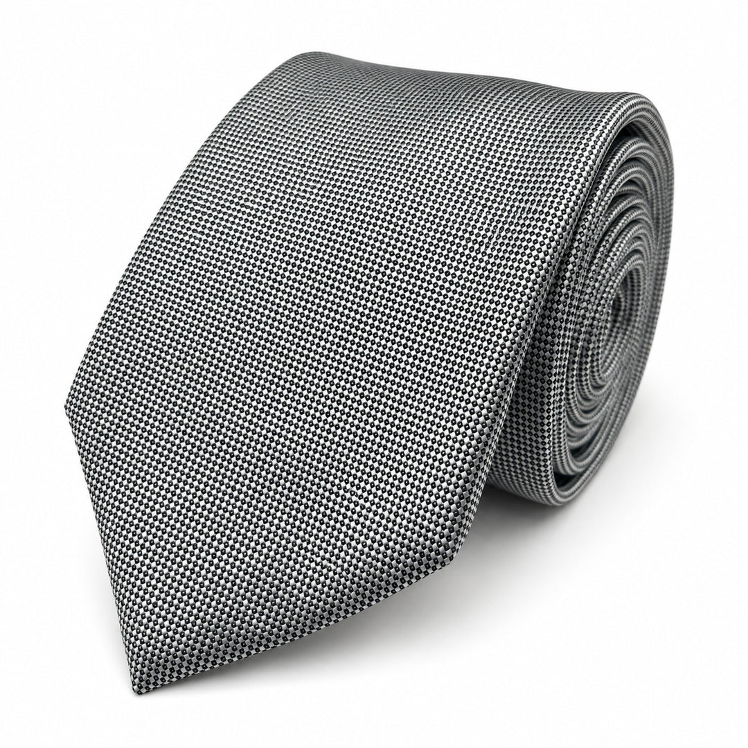 Silver Textured Tie and Pocket Square