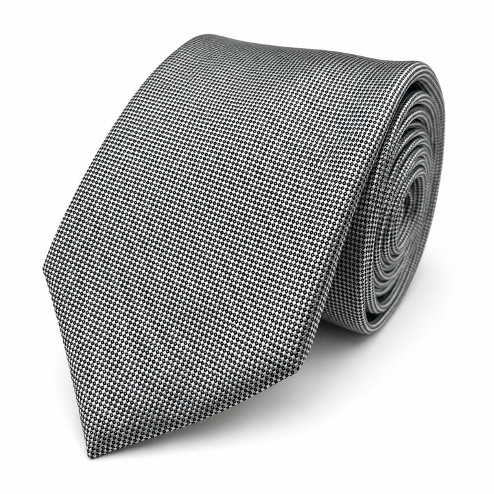 Silver Textured Tie and Pocket Square