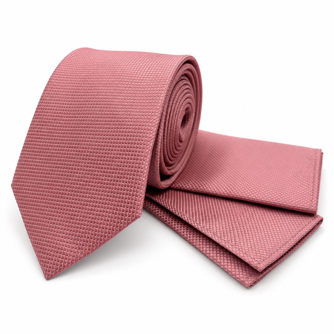 Dusty Pink Textured Tie & Pocket Square