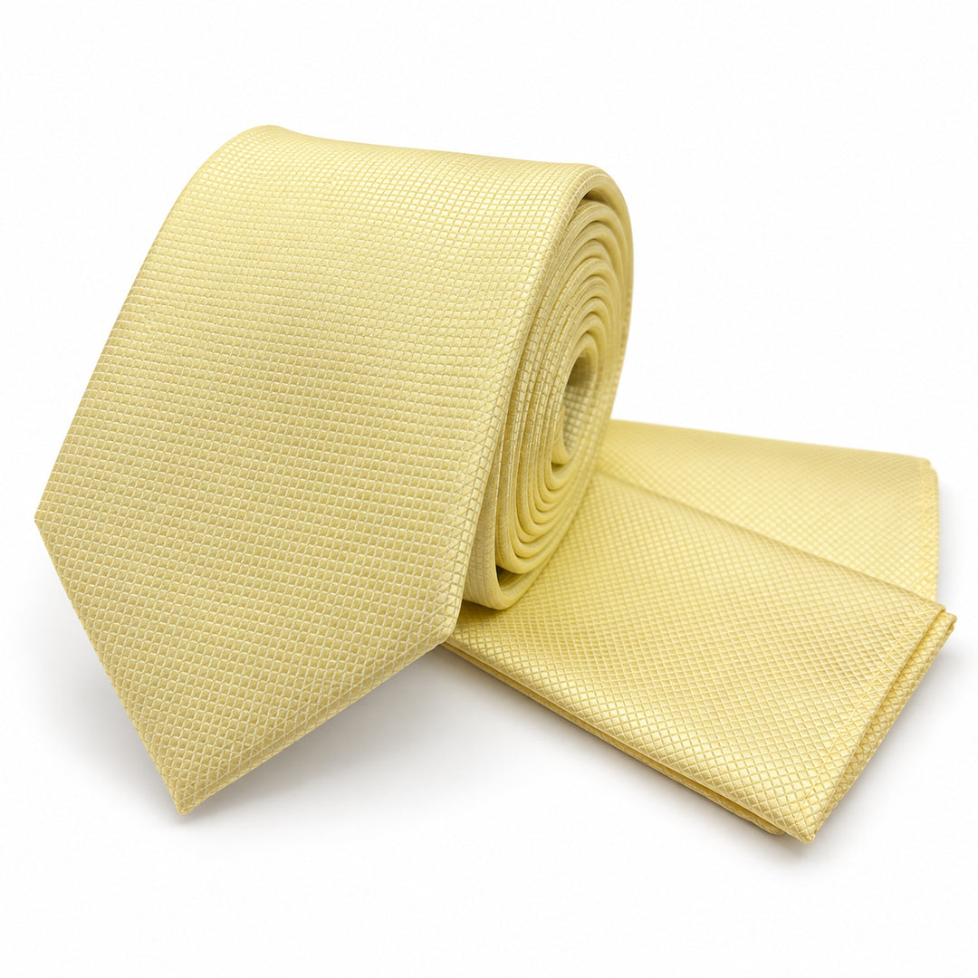 Yellow Textured Tie & Pocket Square