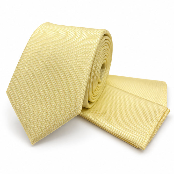 Yellow Textured Tie & Pocket Square