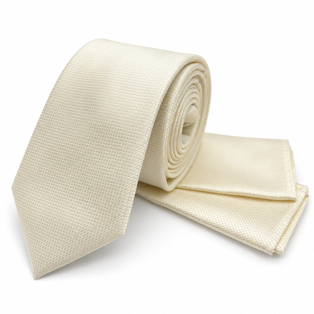 Ivory Textured Tie & Pocket Square