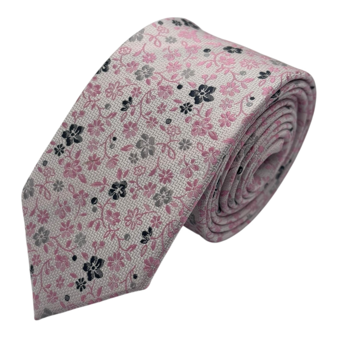 Floral Pink Tie and Pocket Square image 0