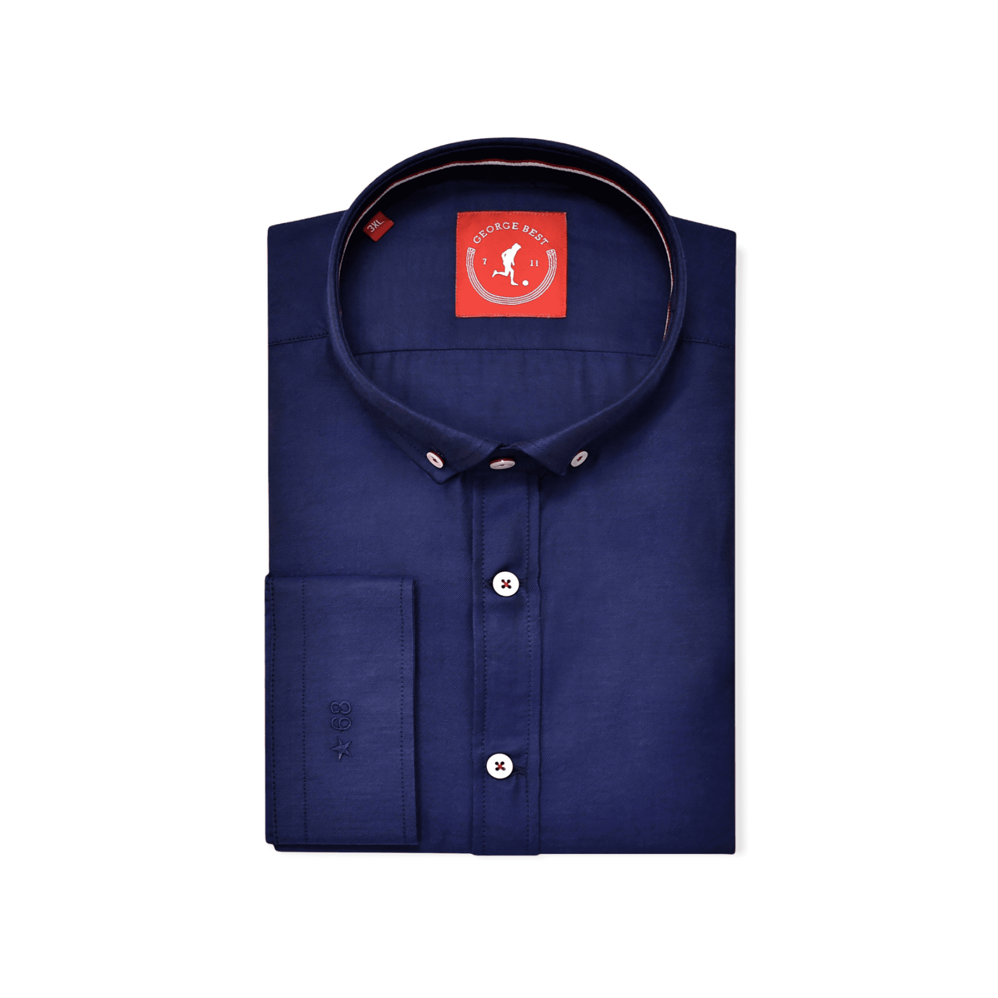 Tailored Fit Navy Cotton Shirt With Button Down Collar