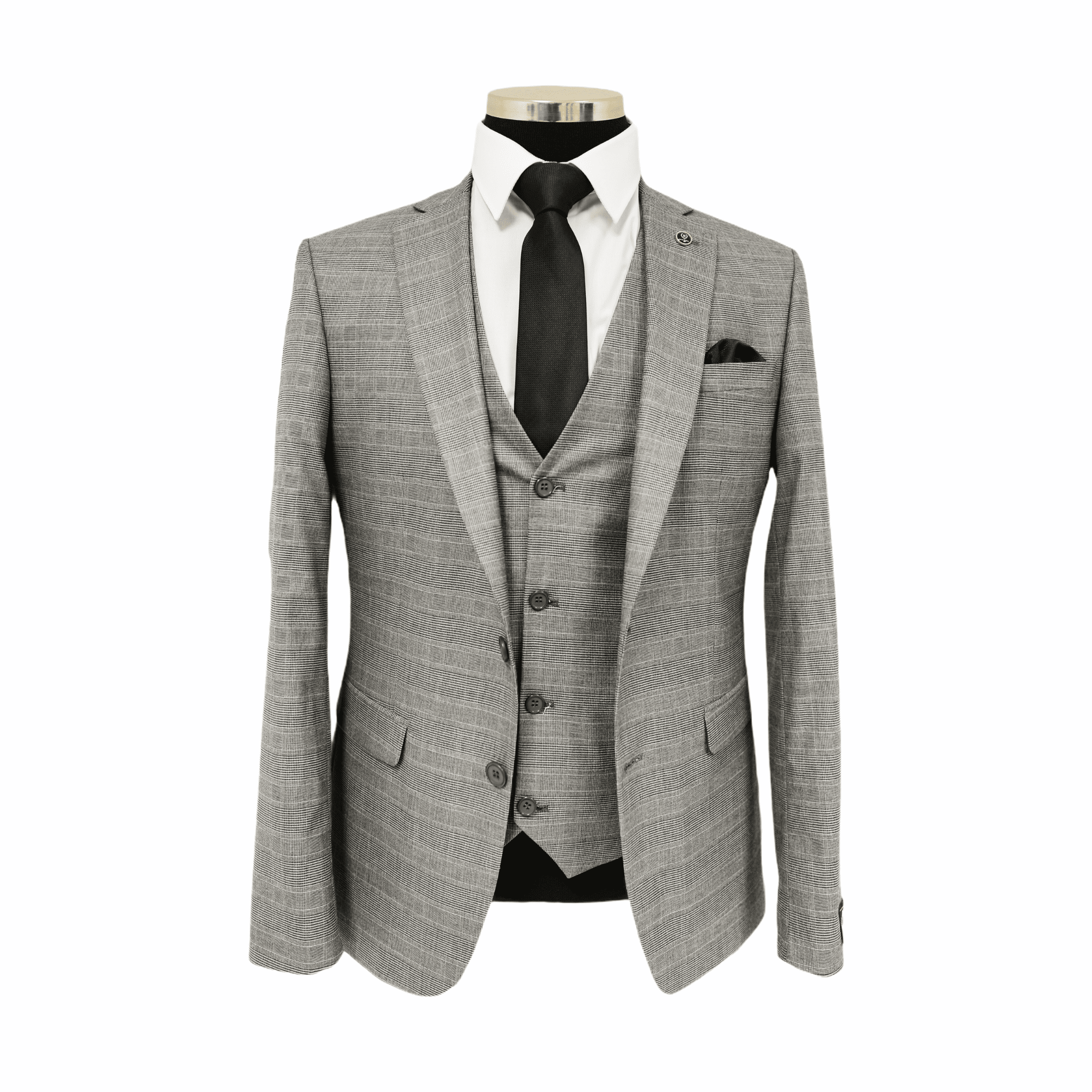 Light Grey Subtle Check Three Piece Suit