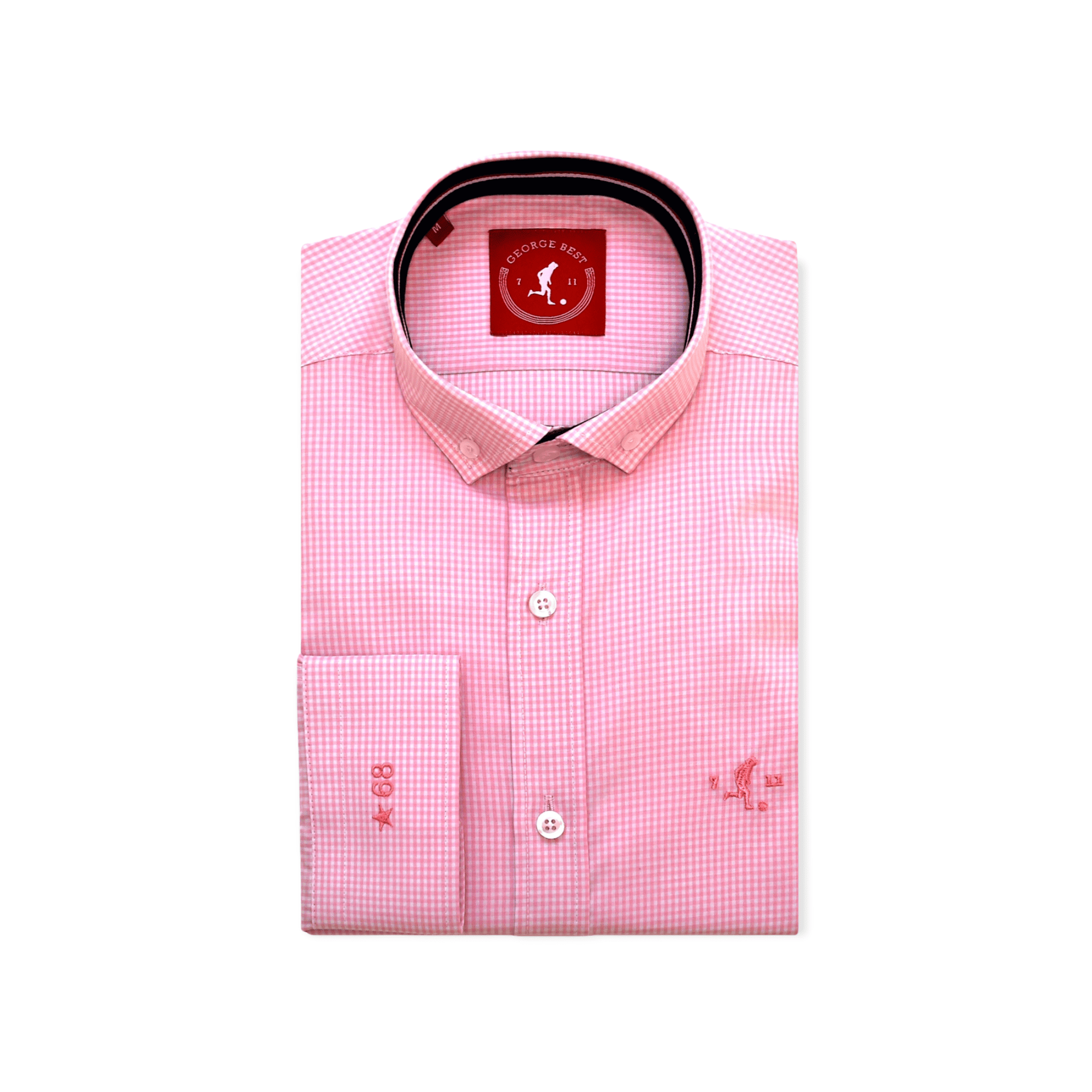 Pink Gingham Check Shirt With Button Down Collar