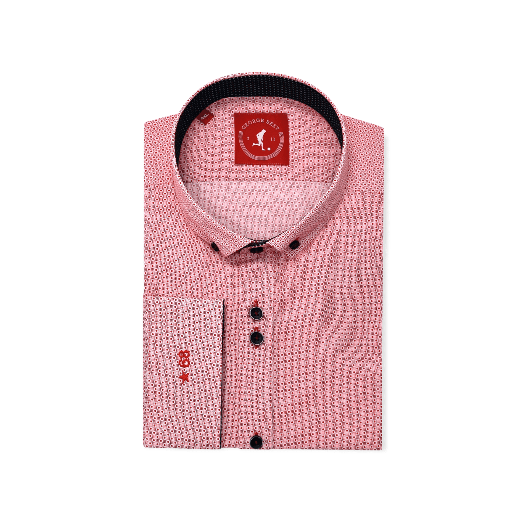 Red Print Shirt With Button Down Collar