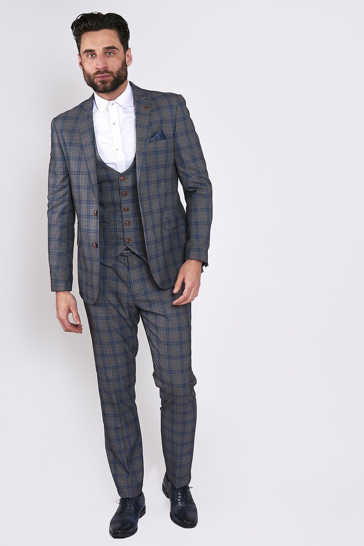 Logan Grey Check Suit with Single Breasted Waistcoat