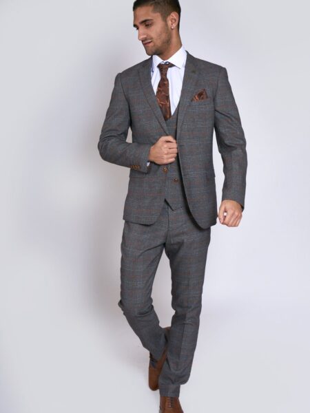 Jenson Grey Check Suit With Double Breasted Waistcoat