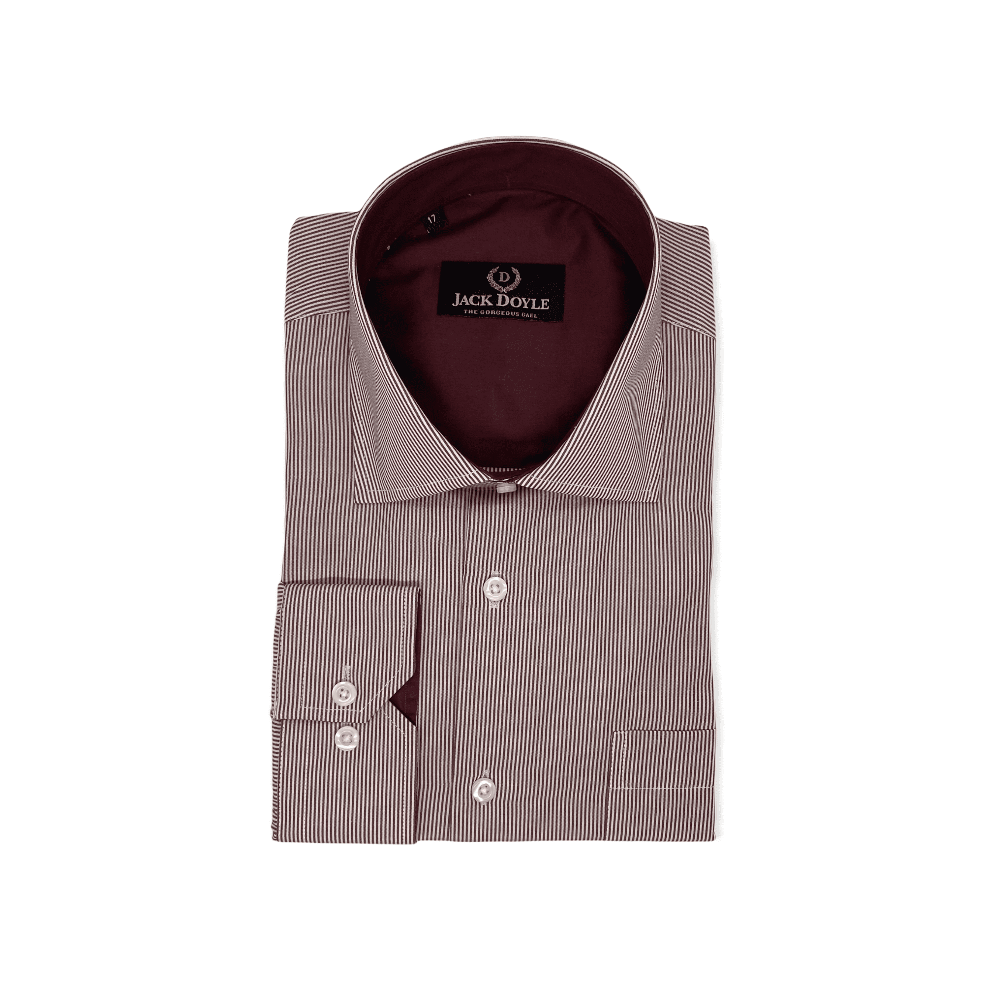 Burgundy Striped Shirt With Chest Pocket