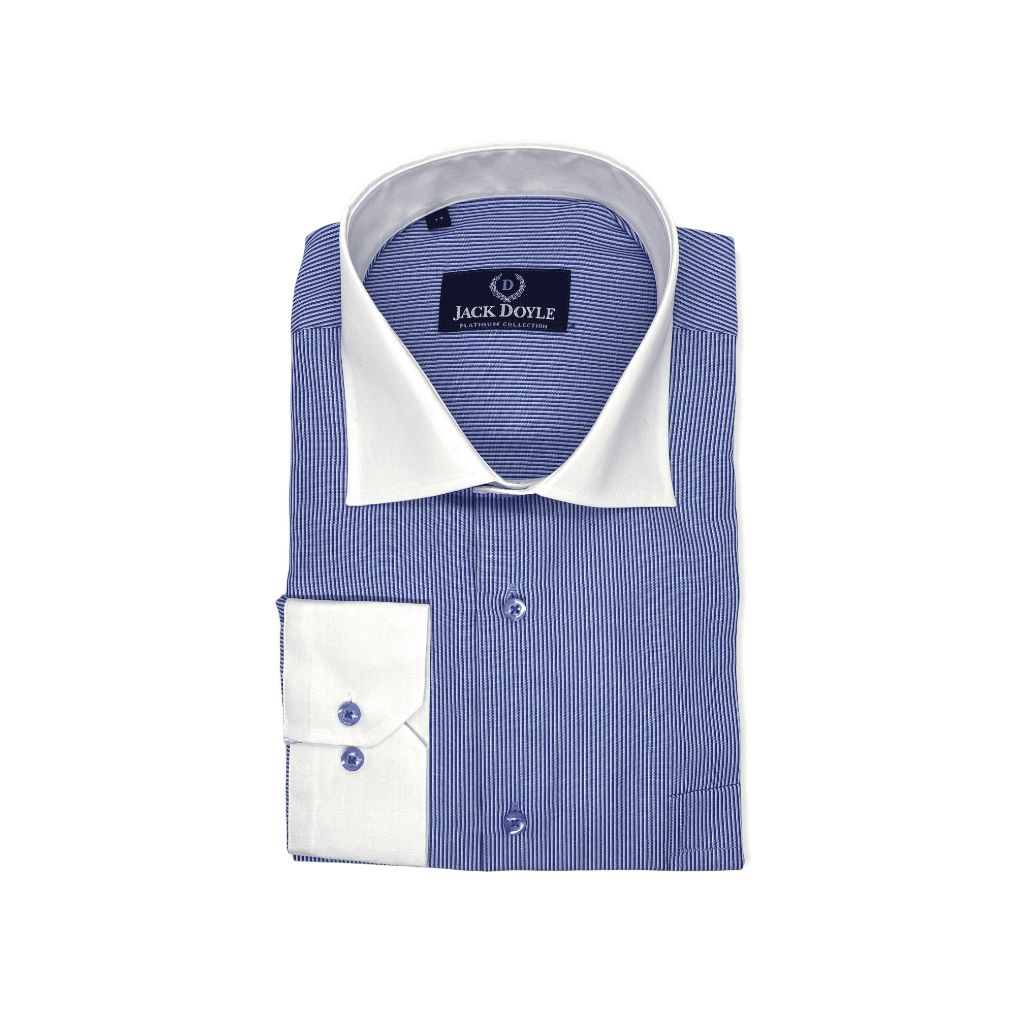Blue Striped Shirt With Contrasting Collar