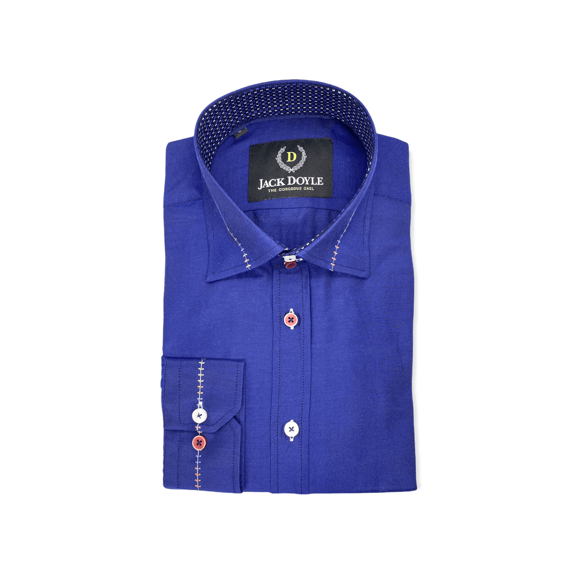 Casual Royal Blue Shirt With Trim