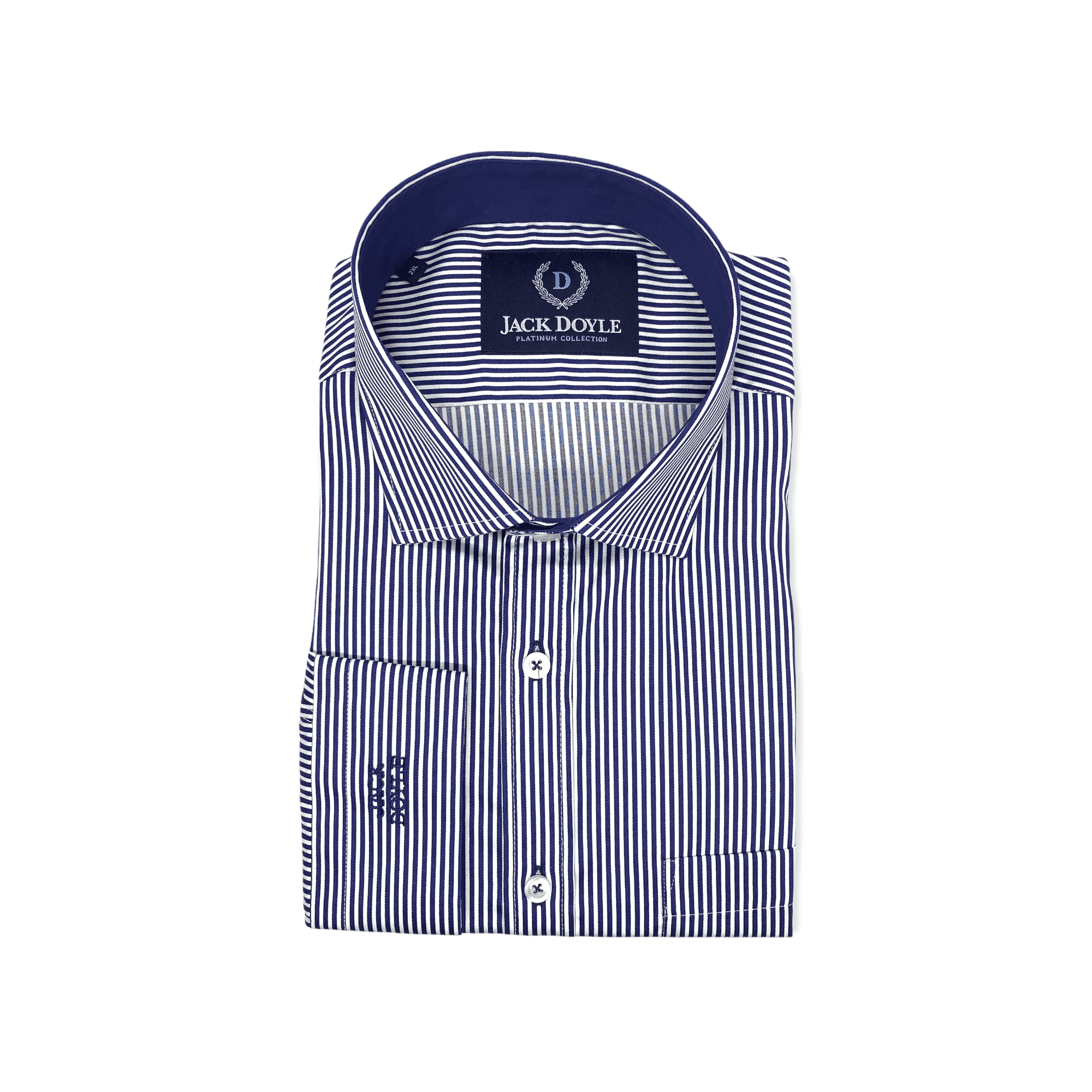 Navy Striped Shirt With Chest Pocket