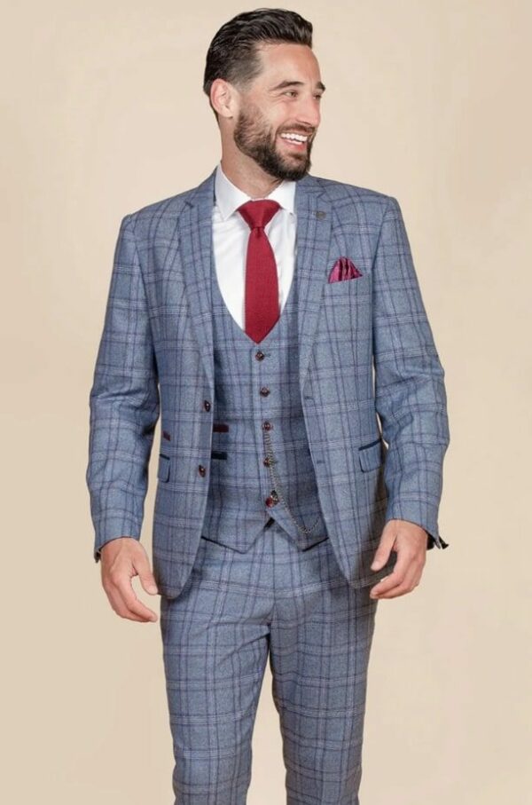 Abbot Blue Tweed Check Three Piece Suit | Suits Distributors Cork
