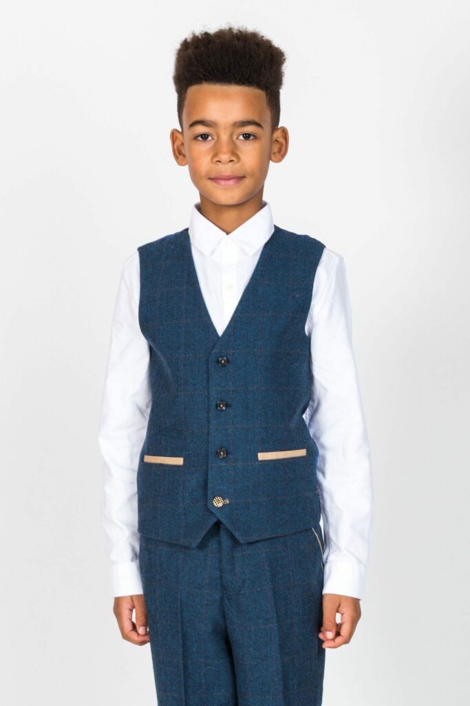 Dion Children's Blue Tweed Herringbone Check Suit | Suits Distributors Cork