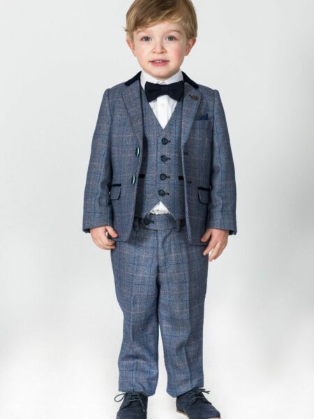 Scott Blue Check Three Piece Suit | Suits Distributors Cork