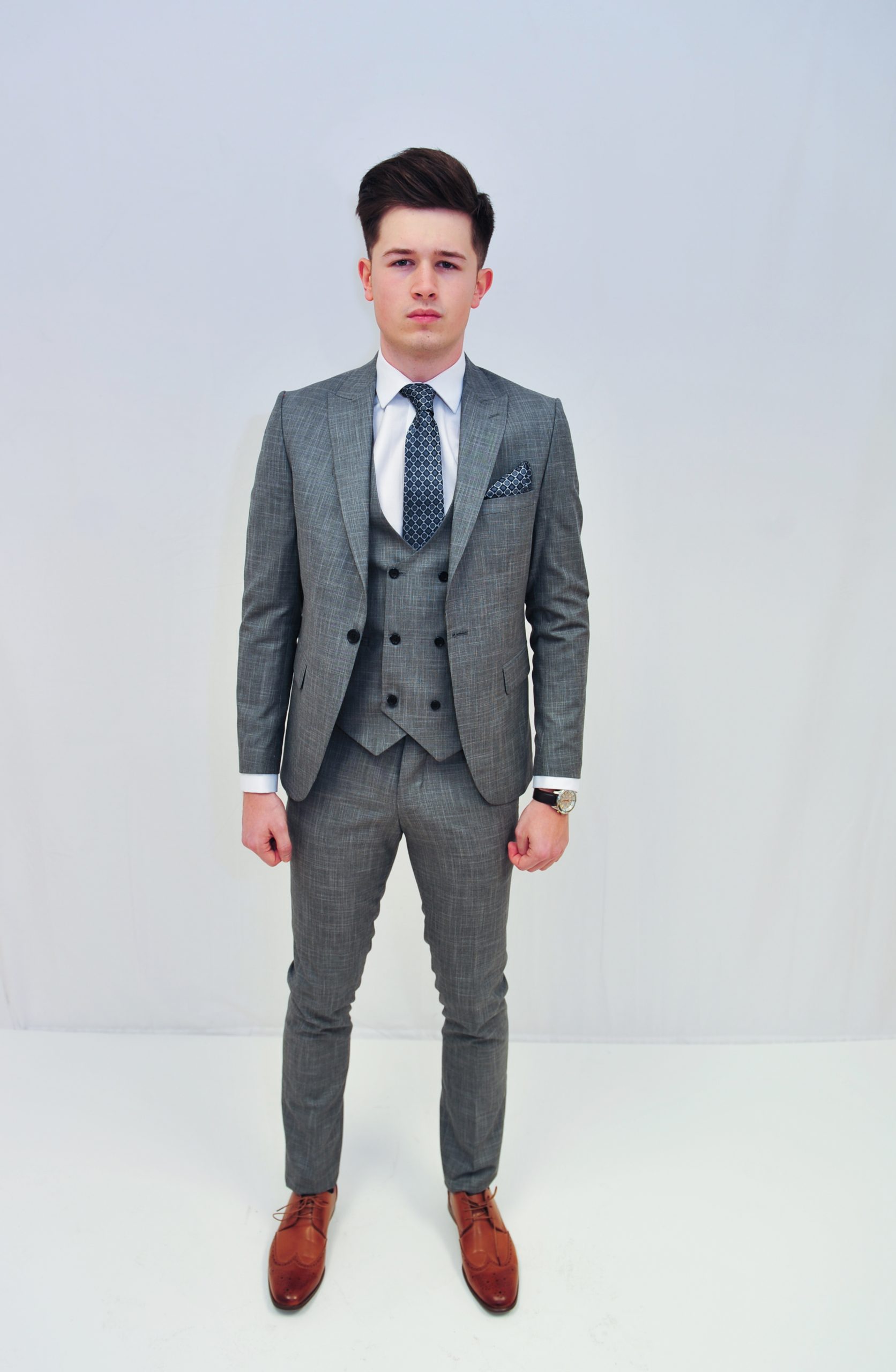 Grey Check Suit With Pink Waistcoat  Marc Darcy