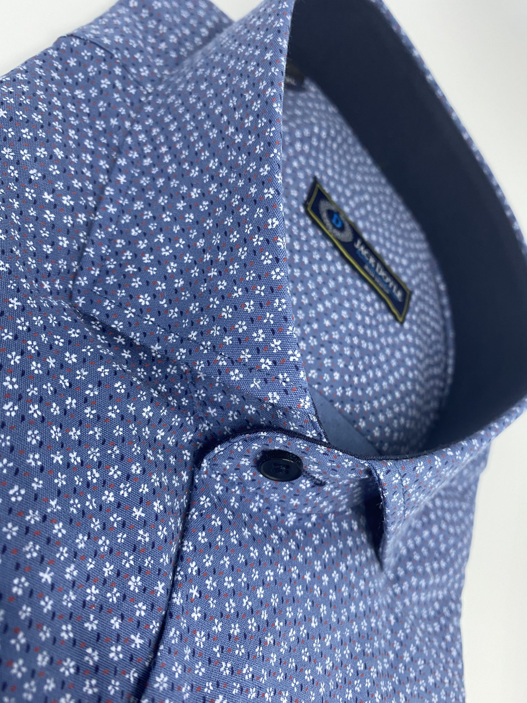 Blue Shirt With White Floral Print | Suits.ie