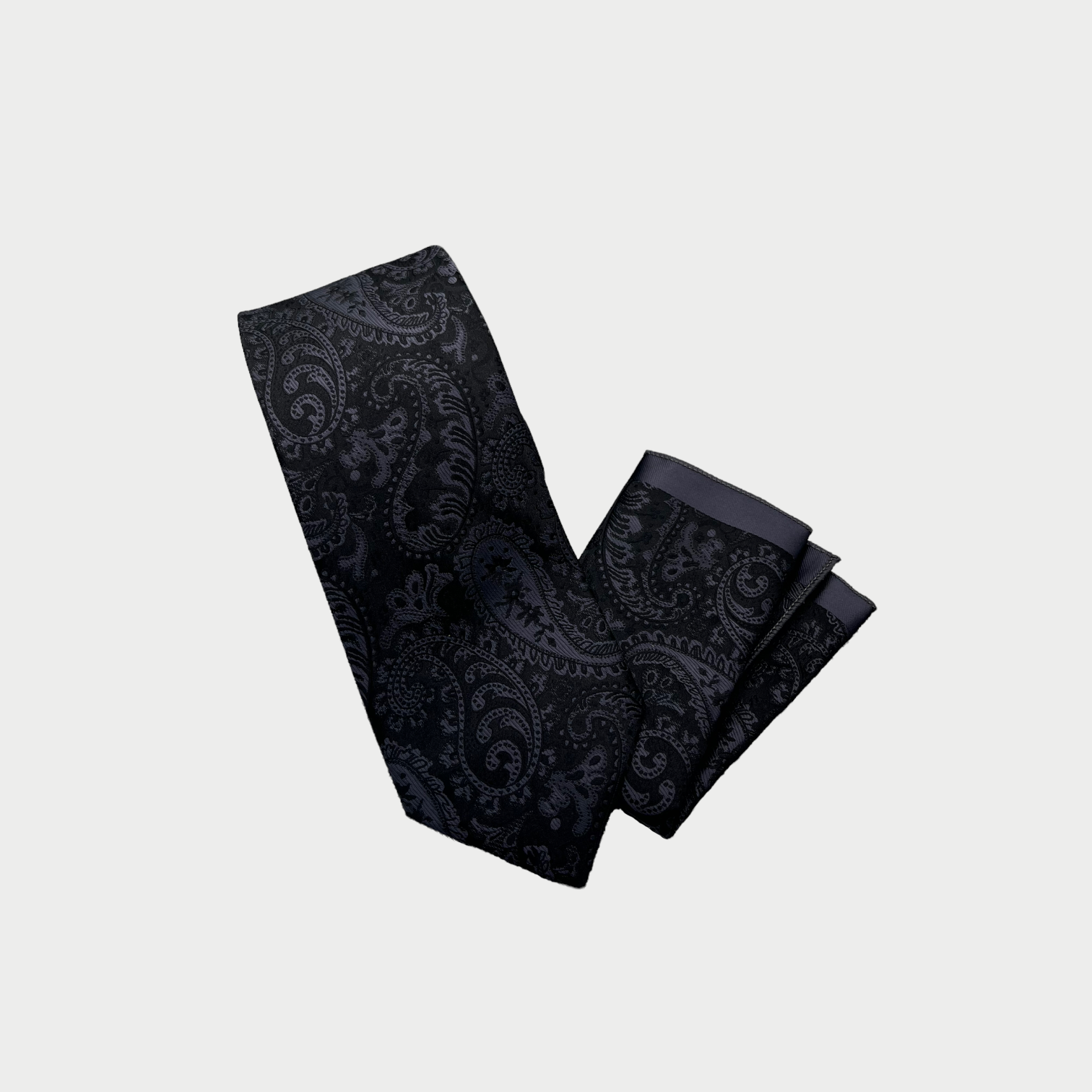 Black Paisley Tie and Pocket Square | Suits.ie